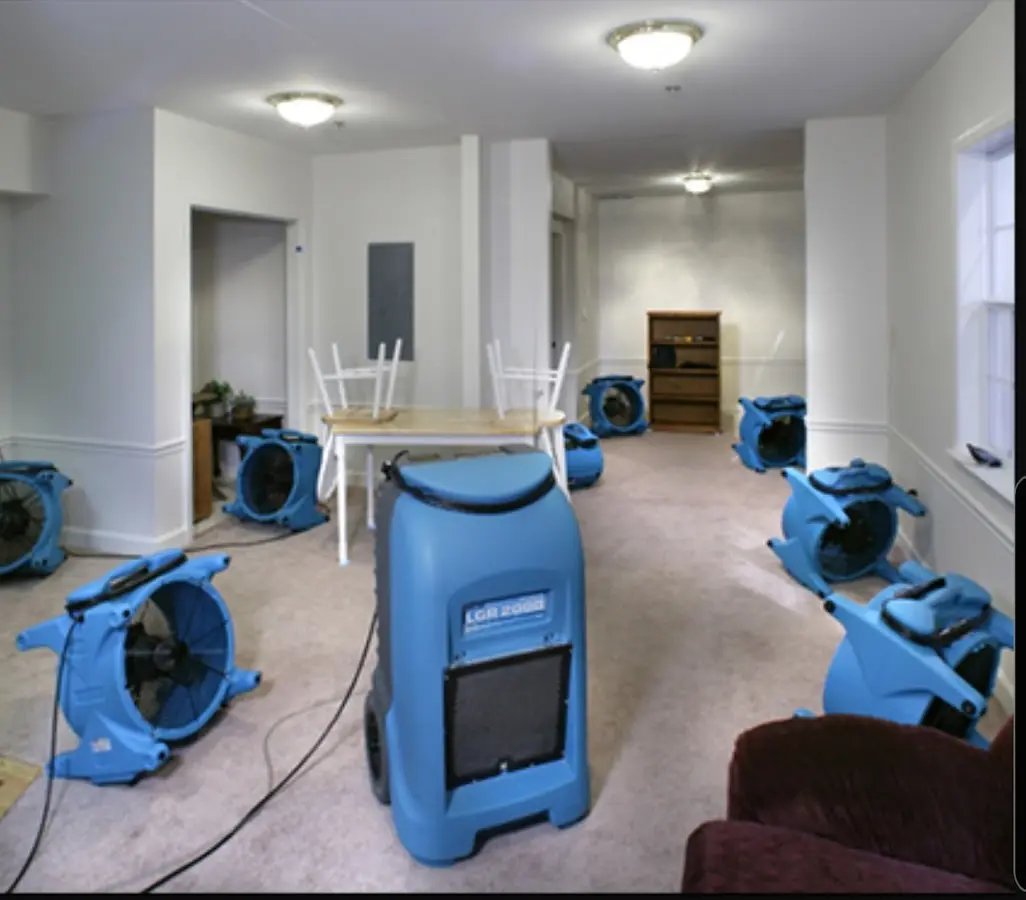 Air movers and dehumidifier setup for Water Extraction & Removal in Lilburn